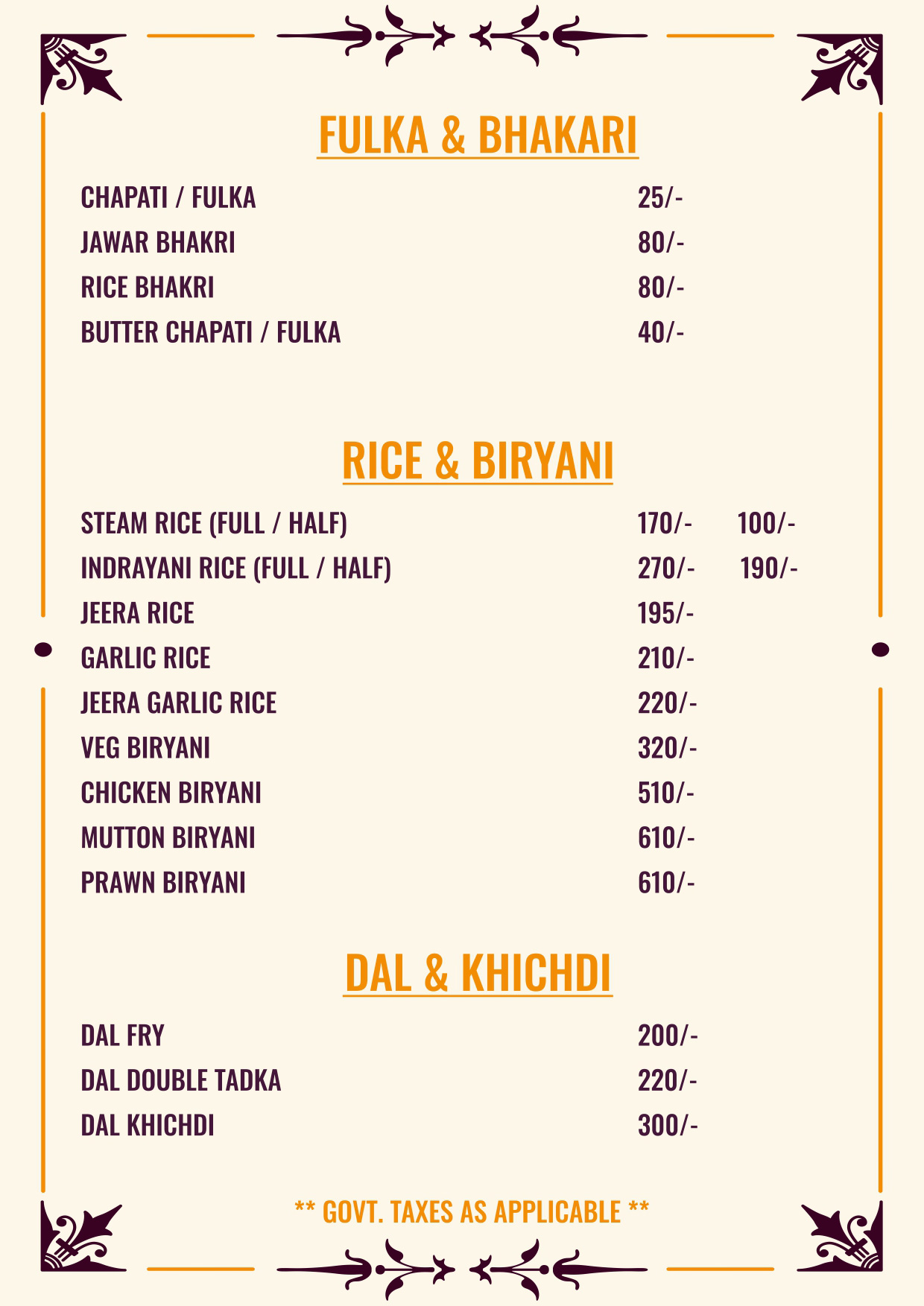 menus